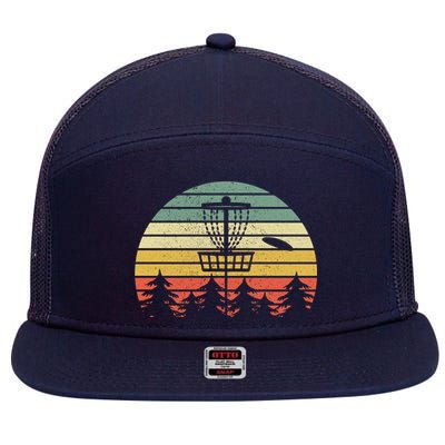 Disc Golf Retro Vintage Frisbee Design 7 Panel Mesh Trucker Snapback Hat