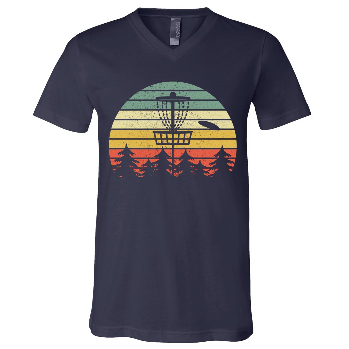 Disc Golf Retro Vintage Frisbee Design V-Neck T-Shirt