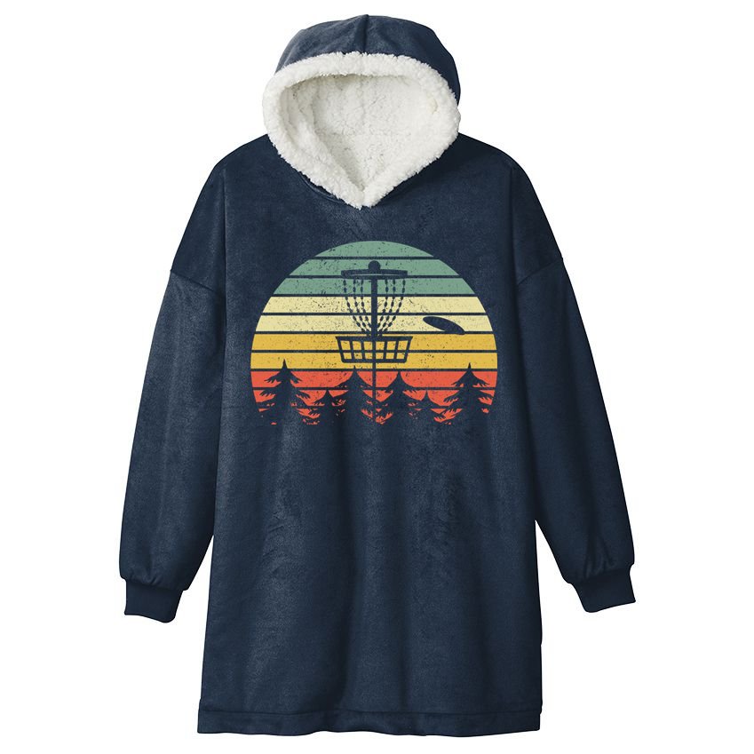 Disc Golf Retro Vintage Frisbee Design Hooded Wearable Blanket