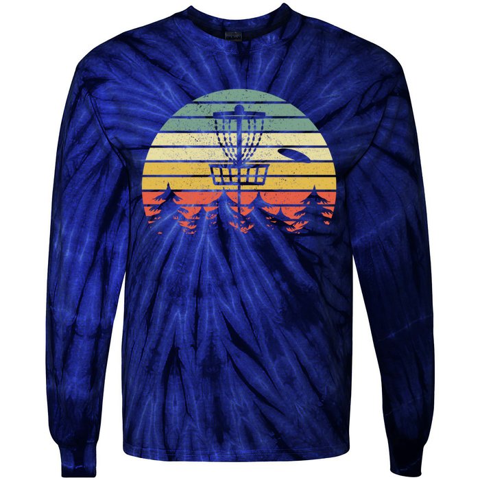 Disc Golf Retro Vintage Frisbee Design Tie-Dye Long Sleeve Shirt