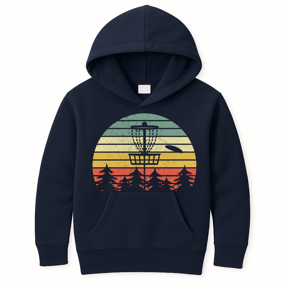 Disc Golf Retro Vintage Frisbee Design Kids Hoodie