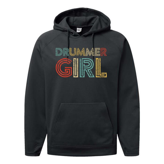 Drummer Girl Retro Vintage Drumming Musician Percussionist Performance Fleece Hoodie