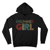 Drummer Girl Retro Vintage Drumming Musician Percussionist Hoodie