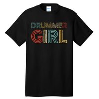 Drummer Girl Retro Vintage Drumming Musician Percussionist Tall T-Shirt