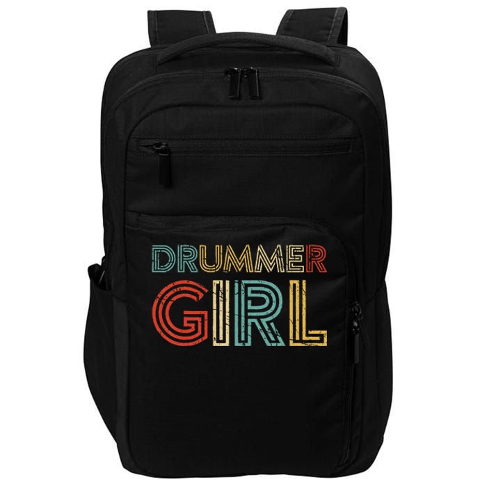 Drummer Girl Retro Vintage Drumming Musician Percussionist Impact Tech Backpack