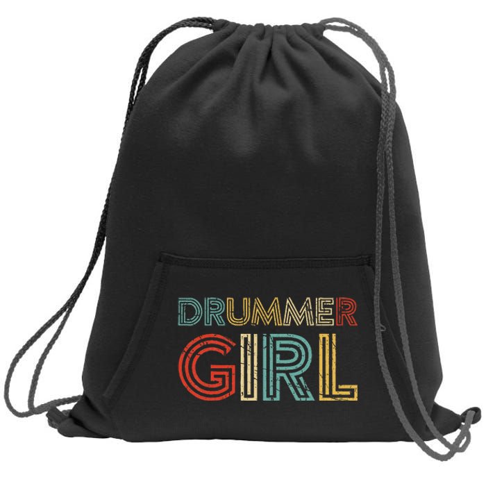 Drummer Girl Retro Vintage Drumming Musician Percussionist Sweatshirt Cinch Pack Bag