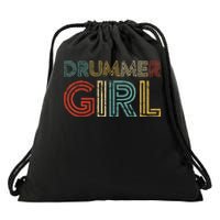 Drummer Girl Retro Vintage Drumming Musician Percussionist Drawstring Bag