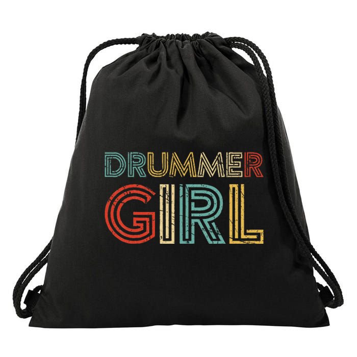 Drummer Girl Retro Vintage Drumming Musician Percussionist Drawstring Bag