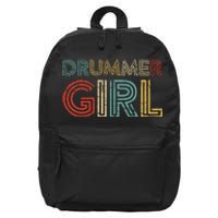 Drummer Girl Retro Vintage Drumming Musician Percussionist 16 in Basic Backpack