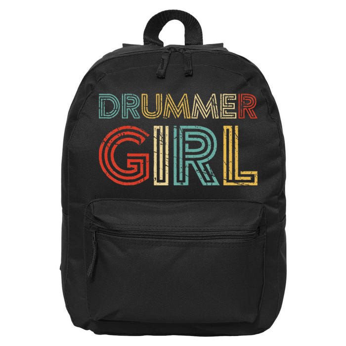 Drummer Girl Retro Vintage Drumming Musician Percussionist 16 in Basic Backpack