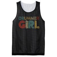 Drummer Girl Retro Vintage Drumming Musician Percussionist Mesh Reversible Basketball Jersey Tank