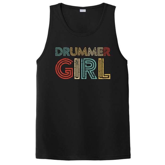 Drummer Girl Retro Vintage Drumming Musician Percussionist PosiCharge Competitor Tank