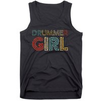 Drummer Girl Retro Vintage Drumming Musician Percussionist Tank Top