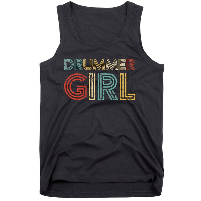 Drummer Girl Retro Vintage Drumming Musician Percussionist Tank Top