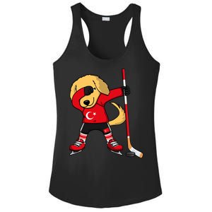 Dabbing Golden Retriever Turkey Ice Hockey Fans Jersey Sport Gift Ladies PosiCharge Competitor Racerback Tank