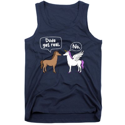 Dude Get Real Mythical Animal Rainbow Unicorn Magical Tank Top