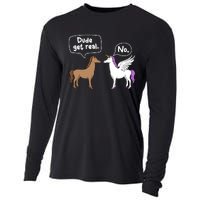 Dude Get Real Mythical Animal Rainbow Unicorn Magical Cooling Performance Long Sleeve Crew