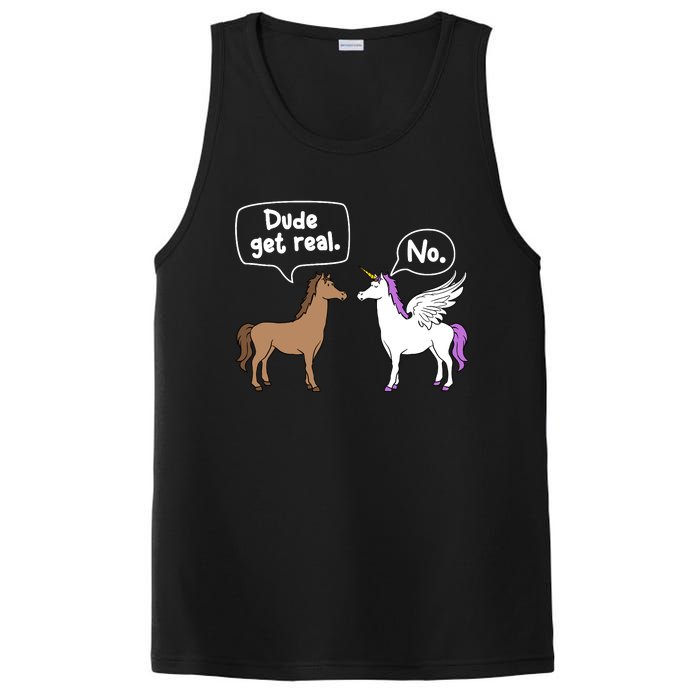 Dude Get Real Mythical Animal Rainbow Unicorn Magical PosiCharge Competitor Tank