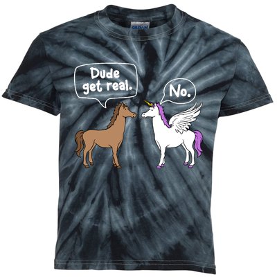 Dude Get Real Mythical Animal Rainbow Unicorn Magical Kids Tie-Dye T-Shirt