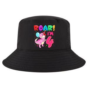 Dinosaur Girl Roar Im 4 Year Old 4th Birthday Party Cool Comfort Performance Bucket Hat