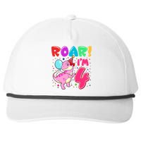 Dinosaur Girl Roar Im 4 Year Old 4th Birthday Party Snapback Five-Panel Rope Hat