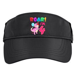 Dinosaur Girl Roar Im 4 Year Old 4th Birthday Party Adult Drive Performance Visor