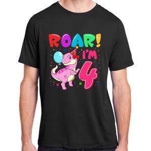 Dinosaur Girl Roar Im 4 Year Old 4th Birthday Party Adult ChromaSoft Performance T-Shirt