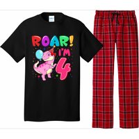 Dinosaur Girl Roar Im 4 Year Old 4th Birthday Party Pajama Set