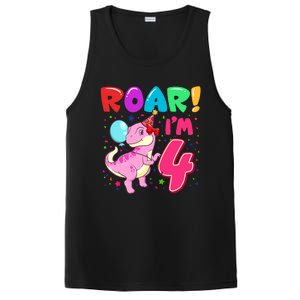 Dinosaur Girl Roar Im 4 Year Old 4th Birthday Party PosiCharge Competitor Tank