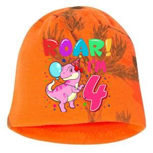 Dinosaur Girl Roar Im 4 Year Old 4th Birthday Party Kati - Camo Knit Beanie