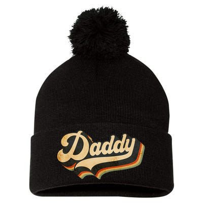 Daddy Gifts Retro Vintage Father's Day Daddy Pom Pom 12in Knit Beanie