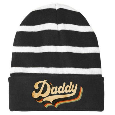 Daddy Gifts Retro Vintage Father's Day Daddy Striped Beanie with Solid Band