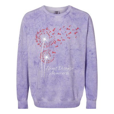 Dandelion Go Red Ribbon Heart Disease Awareness Month Colorblast Crewneck Sweatshirt