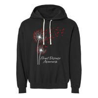 Dandelion Go Red Ribbon Heart Disease Awareness Month Garment-Dyed Fleece Hoodie