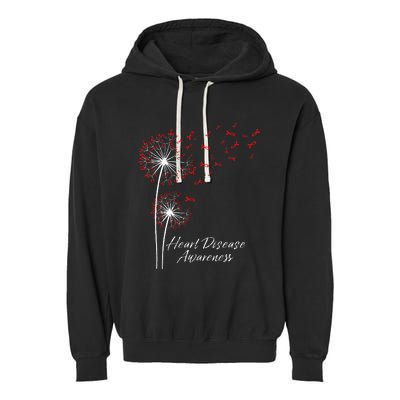 Dandelion Go Red Ribbon Heart Disease Awareness Month Garment-Dyed Fleece Hoodie