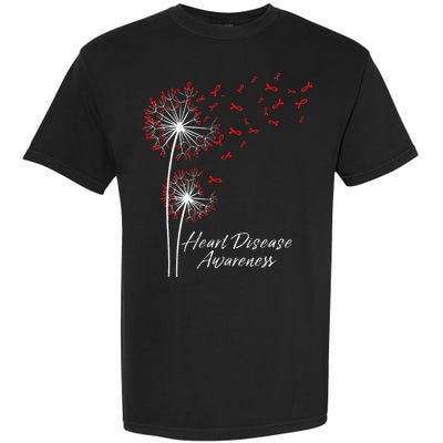 Dandelion Go Red Ribbon Heart Disease Awareness Month Garment-Dyed Heavyweight T-Shirt