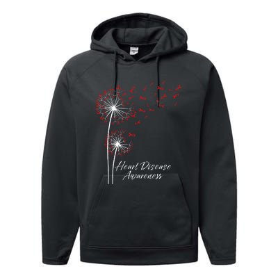 Dandelion Go Red Ribbon Heart Disease Awareness Month Performance Fleece Hoodie