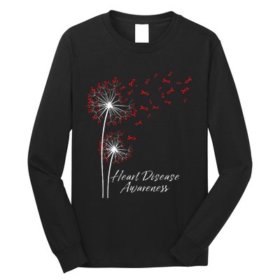 Dandelion Go Red Ribbon Heart Disease Awareness Month Long Sleeve Shirt