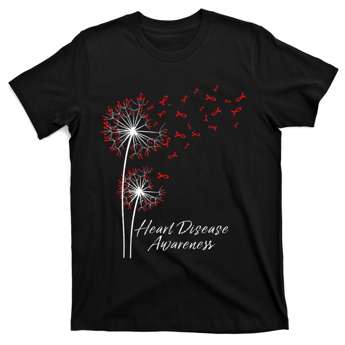 Dandelion Go Red Ribbon Heart Disease Awareness Month T-Shirt