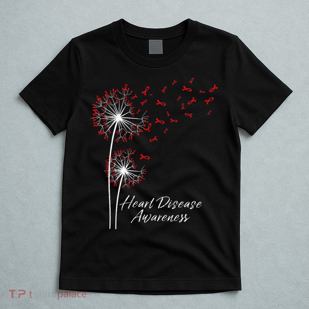 Dandelion Go Red Ribbon Heart Disease Awareness Month T-Shirt