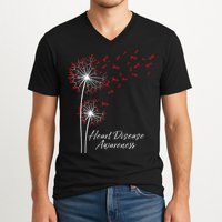Dandelion Go Red Ribbon Heart Disease Awareness Month V-Neck T-Shirt