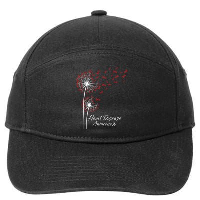 Dandelion Go Red Ribbon Heart Disease Awareness Month 7-Panel Snapback Hat