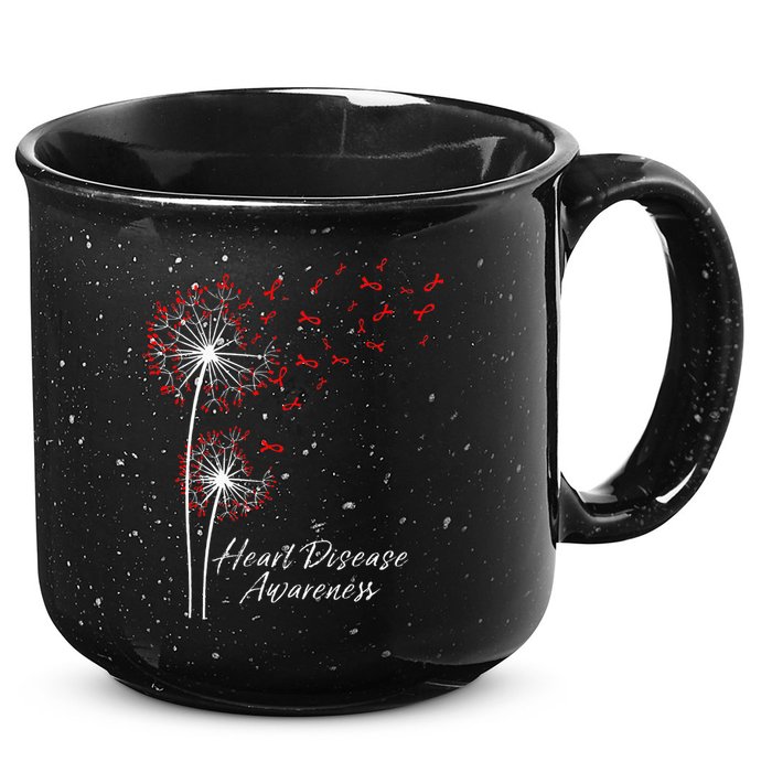 Dandelion Go Red Ribbon Heart Disease Awareness Month 15oz Campfire Ceramic Mug