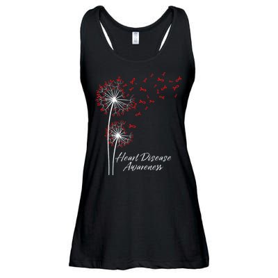Dandelion Go Red Ribbon Heart Disease Awareness Month Ladies Essential Flowy Tank