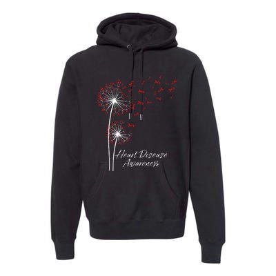 Dandelion Go Red Ribbon Heart Disease Awareness Month Premium Hoodie