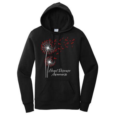 Dandelion Go Red Ribbon Heart Disease Awareness Month Women's Pullover Hoodie