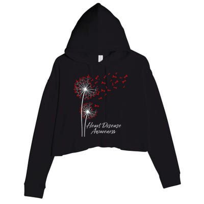 Dandelion Go Red Ribbon Heart Disease Awareness Month Crop Fleece Hoodie