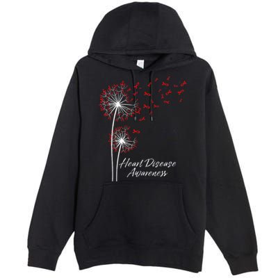 Dandelion Go Red Ribbon Heart Disease Awareness Month Premium Pullover Hoodie