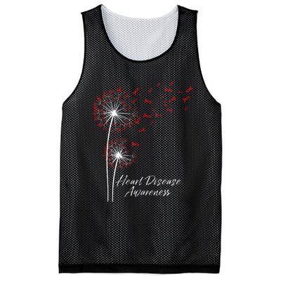 Dandelion Go Red Ribbon Heart Disease Awareness Month Mesh Reversible Basketball Jersey Tank