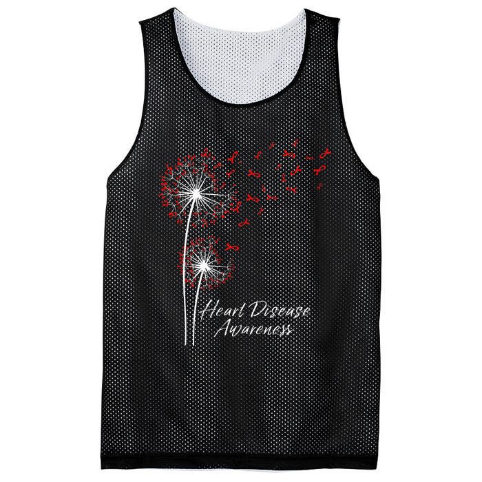 Dandelion Go Red Ribbon Heart Disease Awareness Month Mesh Reversible Basketball Jersey Tank